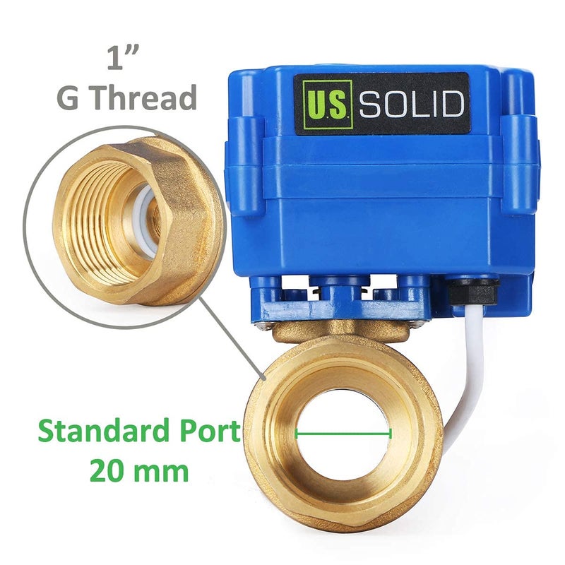 U.S. Solid Motorized Ball Valve- 1" Brass Ball Valve with Standard Port, 9-24V DC and 2 Wire Reverse Polarity - Image 4